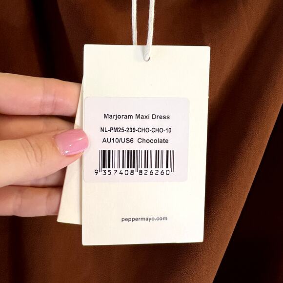 peppermayo Marjoram Maxi Dress Brown size 6 New - Picture 5 of 7